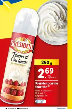 Lidl Président crème fouettée offre
