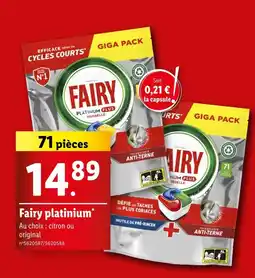 Lidl Fairy Fairy platinium offre