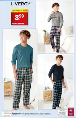Lidl LIVERGY Pyjama homme offre