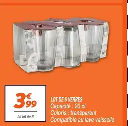 Netto LOT DE 6 VERRES Capacité : 20 cl offre