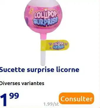 Action Sucette surprise licorne offre