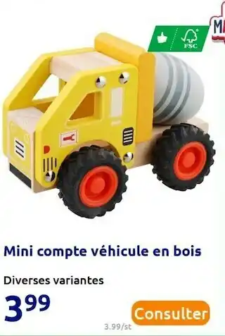 Mini compte véhicule en bois