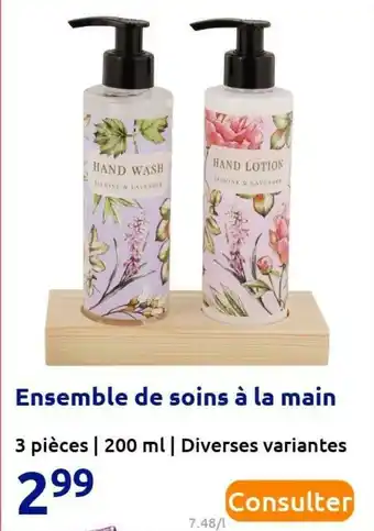 Action Ensemble de soins à la main offre