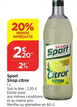 Bi1 Sport Sirop citror offre