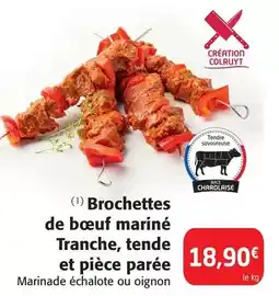 Colruyt Brochettes de boeuf mariné tranche, tende et pièce parée offre