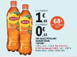 E.Leclerc Lipton - thé glacé pétillant saveur pêche offre