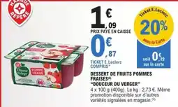 E.Leclerc Douceur du verger - dessert de fruits pommes fraises offre