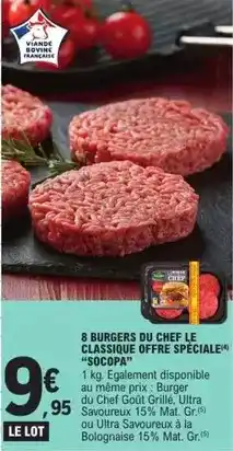 E.Leclerc Socopa - 8 burgers du chef le classique offre speciale offre