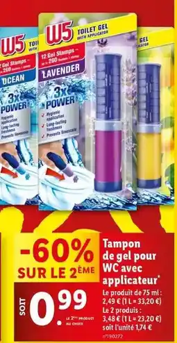 Lidl W5 - tampon de gel pour wc avec applicateur offre