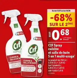 Lidl Cif - spray cuisine et salle de bain 5 en 1 multi-usage offre