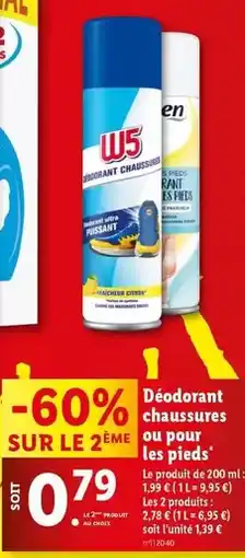 Lidl W5 - déodorant chaussures ou pour les pieds offre