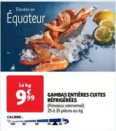 Auchan Supermarché Gambas entières cuites réfrigérées offre