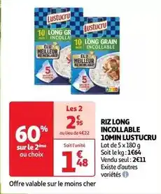 Auchan Supermarché Lustucru - riz long incollable 10min offre