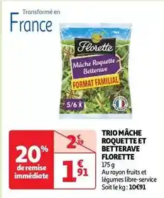 Auchan Supermarché Florette - trio mache roquette et betterave offre