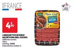 Auchan Supermarché Socopa - 4 brochettes de boeuf haché plein grill offre