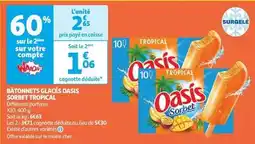Auchan Supermarché Oasis - bâtonnets glacés sorbet tropical offre