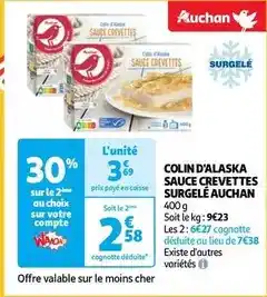 Auchan Supermarché Auchan - colin d'alaska sauce crevettes surgelé offre