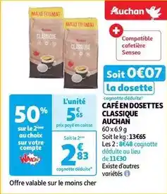 Auchan Supermarché Auchan - cafe en dosettes classique offre