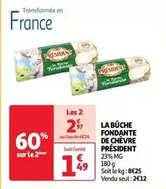 Auchan Supermarché Président - la bûche fondante de chèvre offre