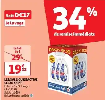 Auchan Supermarché Skip - lessive liquide active clean offre