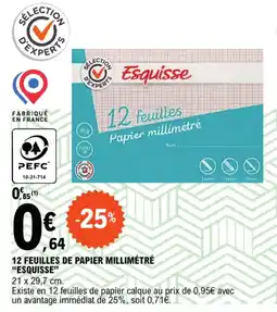 E.Leclerc 12 FEUILLES DE PAPIER MILLIMÉTRÉ "ESQUISSE" offre