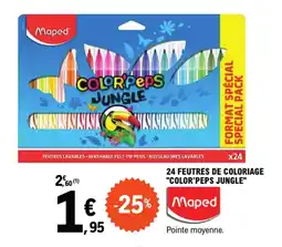 E.Leclerc 24 FEUTRES DE COLORIAGE "COLOR'PEPS JUNGLE" offre