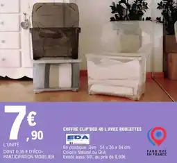 E.Leclerc COFFRE CLIP'BOX 40 L AVEC ROULETTES offre