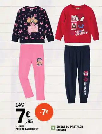 E.Leclerc SWEAT OU PANTALON ENFANT offre