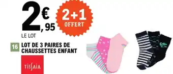 E.Leclerc LOT DE 3 PAIRES DE CHAUSSETTES ENFANT offre