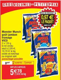 Cora x Carrefour Monster Munch goût jambon fromage VICO 2 x 135 g offre