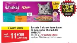 Cora x Carrefour Sachets fraîcheur terre & mer en gelée pour chat adulte WHISKAS offre