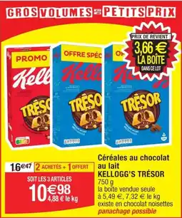 Cora x Carrefour Céréales au chocolat au lait KELLOGG'S TRÉSOR 750 g offre