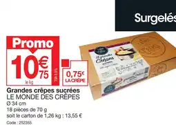 Promocash Grandes crêpes sucrées LE MONDE DES CRÊPES offre