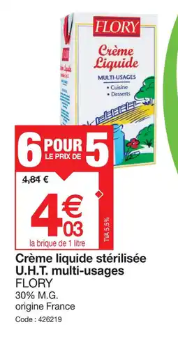 Promocash Crème liquide stérilisée U.H.T. multi-usages offre