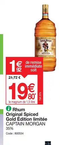 Promocash Rhum Original Spiced Gold Édition limitée CAPTAIN MORGAN offre