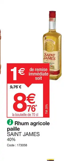 Promocash Rhum agricole paille SAINT JAMES offre