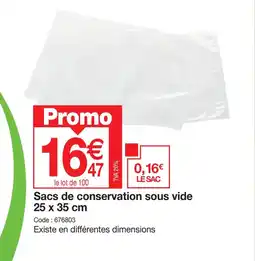 Promocash Sacs de conservation sous vide 25 x 35 cm offre