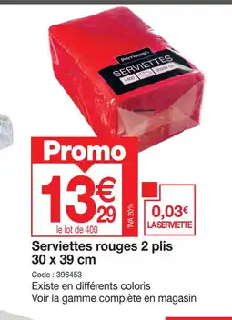Promocash Serviettes rouges 2 plis offre