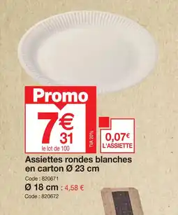 Promocash Assiettes rondes blanches offre