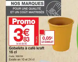 Promocash Gobelets à café kraft offre