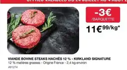Costco VIANDE BOVINE STEAKS HACHÉS 12% - KIRKLAND SIGNATURE offre