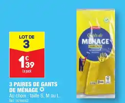 ALDI 3 PAIRES DE GANTS DE MÉNAGE offre