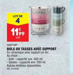 ALDI BOLS OU TASSES AVEC SUPPORT offre