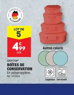 ALDI BOÎTES DE CONSERVATION offre
