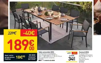 Weldom Table Extensible Oris, Fauteuil Oris offre