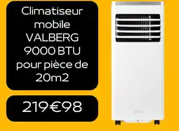Climatiseur mobile VALBERG 9000 BTU pour pièce de 20m2