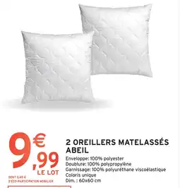 2 OREILLERS MATELASSÉS ABEIL