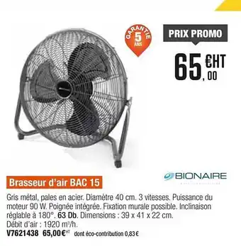 Brasseur D'air Bac 15 Bionaire