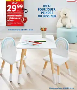 Lidl Ensemble tables et chaises pour enfants offre