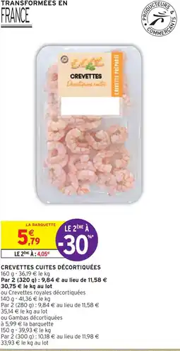 Intermarché CREVETTES CUITES DÉCORTIQUÉES offre